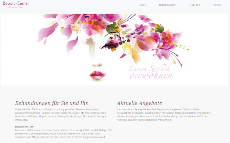 Preview of a beauty salon website coded by Katharina
